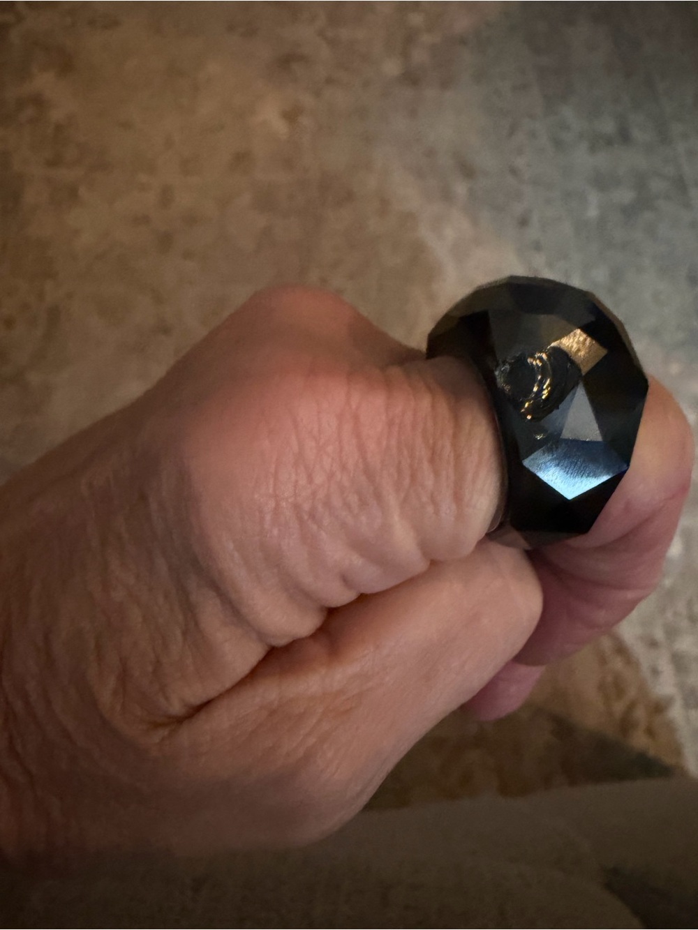 Swarovski Nirvana Ring-Black Faceted Crystal Statement Ring size 60 (8.5-9) - Picture 5 of 7
